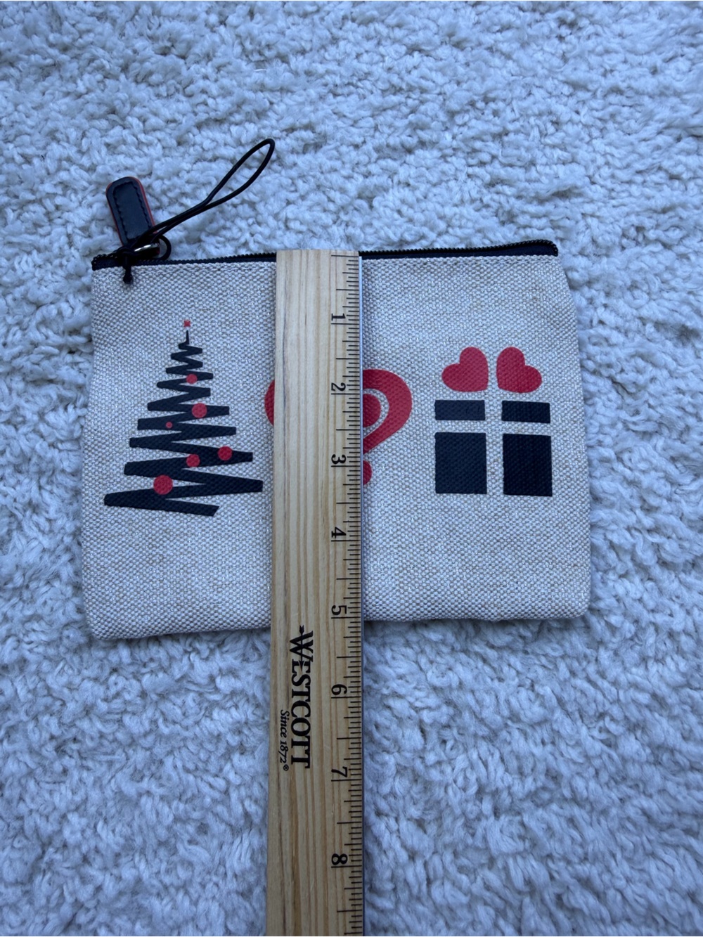 Brighton Natural Canvas Pouch with Red Holiday Script NEW - Picture 6 of 6